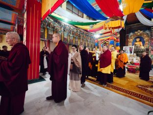The cremation ceremony for His Eminence Mipham Namgyal Gyatso Tshojung Gyepe Dorje took place at the Karmapa International Buddhist Institute, Feb 2026. Photo: Tokpa Korlo.
