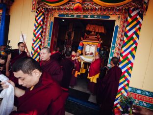 The cremation ceremony for His Eminence Mipham Namgyal Gyatso Tshojung Gyepe Dorje took place at the Karmapa International Buddhist Institute, Feb 2026. Photo: Tokpa Korlo.