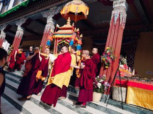 The cremation ceremony for His Eminence Mipham Namgyal Gyatso Tshojung Gyepe Dorje took place at the Karmapa International Buddhist Institute, Feb 2026. Photo: Tokpa Korlo.