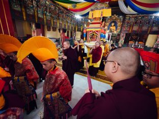 The cremation ceremony for His Eminence Mipham Namgyal Gyatso Tshojung Gyepe Dorje took place at the Karmapa International Buddhist Institute, Feb 2026. Photo: Tokpa Korlo.