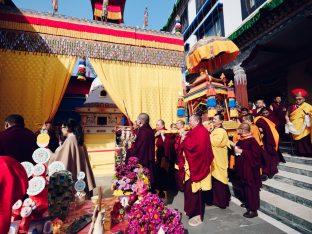 The cremation ceremony for His Eminence Mipham Namgyal Gyatso Tshojung Gyepe Dorje took place at the Karmapa International Buddhist Institute, Feb 2026. Photo: Tokpa Korlo.