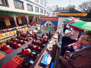 The cremation ceremony for His Eminence Mipham Namgyal Gyatso Tshojung Gyepe Dorje took place at the Karmapa International Buddhist Institute, Feb 2026. Photo: Tokpa Korlo.