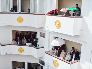 The cremation ceremony for His Eminence Mipham Namgyal Gyatso Tshojung Gyepe Dorje took place at the Karmapa International Buddhist Institute, Feb 2026. Photo: Tokpa Korlo.