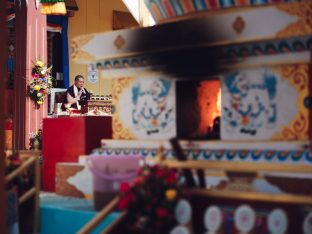The cremation ceremony for His Eminence Mipham Namgyal Gyatso Tshojung Gyepe Dorje took place at the Karmapa International Buddhist Institute, Feb 2026. Photo: Tokpa Korlo.
