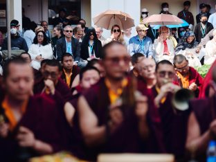 The cremation ceremony for His Eminence Mipham Namgyal Gyatso Tshojung Gyepe Dorje took place at the Karmapa International Buddhist Institute, Feb 2026. Photo: Tokpa Korlo.