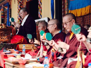 The cremation ceremony for His Eminence Mipham Namgyal Gyatso Tshojung Gyepe Dorje took place at the Karmapa International Buddhist Institute, Feb 2026. Photo: Tokpa Korlo.