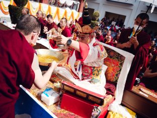 The cremation ceremony for His Eminence Mipham Namgyal Gyatso Tshojung Gyepe Dorje took place at the Karmapa International Buddhist Institute, Feb 2026. Photo: Tokpa Korlo.