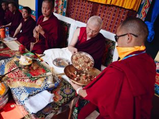 The cremation ceremony for His Eminence Mipham Namgyal Gyatso Tshojung Gyepe Dorje took place at the Karmapa International Buddhist Institute, Feb 2026. Photo: Tokpa Korlo.