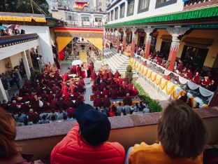 The cremation ceremony for His Eminence Mipham Namgyal Gyatso Tshojung Gyepe Dorje took place at the Karmapa International Buddhist Institute, Feb 2026. Photo: Tokpa Korlo.