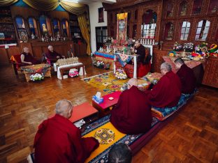 The cremation ceremony for His Eminence Mipham Namgyal Gyatso Tshojung Gyepe Dorje took place at the Karmapa International Buddhist Institute, Feb 2026. Photo: Tokpa Korlo.
