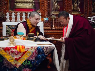 The cremation ceremony for His Eminence Mipham Namgyal Gyatso Tshojung Gyepe Dorje took place at the Karmapa International Buddhist Institute, Feb 2026. Photo: Tokpa Korlo.
