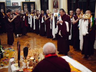 The cremation ceremony for His Eminence Mipham Namgyal Gyatso Tshojung Gyepe Dorje took place at the Karmapa International Buddhist Institute, Feb 2026. Photo: Tokpa Korlo.