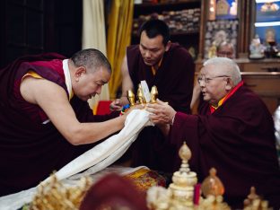The cremation ceremony for His Eminence Mipham Namgyal Gyatso Tshojung Gyepe Dorje took place at the Karmapa International Buddhist Institute, Feb 2026. Photo: Tokpa Korlo.