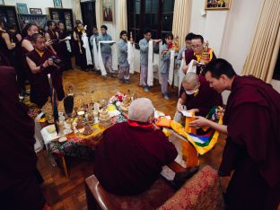The cremation ceremony for His Eminence Mipham Namgyal Gyatso Tshojung Gyepe Dorje took place at the Karmapa International Buddhist Institute, Feb 2026. Photo: Tokpa Korlo.