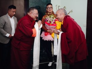 The cremation ceremony for His Eminence Mipham Namgyal Gyatso Tshojung Gyepe Dorje took place at the Karmapa International Buddhist Institute, Feb 2026. Photo: Tokpa Korlo.