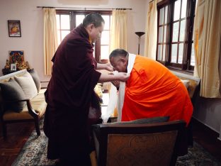 The cremation ceremony for His Eminence Mipham Namgyal Gyatso Tshojung Gyepe Dorje took place at the Karmapa International Buddhist Institute, Feb 2026. Photo: Tokpa Korlo.