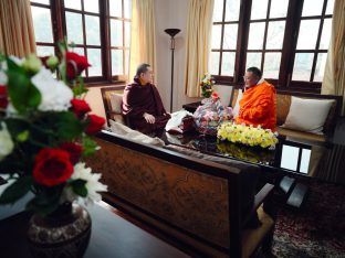 The cremation ceremony for His Eminence Mipham Namgyal Gyatso Tshojung Gyepe Dorje took place at the Karmapa International Buddhist Institute, Feb 2026. Photo: Tokpa Korlo.