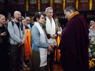 The cremation ceremony for His Eminence Mipham Namgyal Gyatso Tshojung Gyepe Dorje took place at the Karmapa International Buddhist Institute, Feb 2026. Photo: Tokpa Korlo.