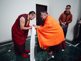 The cremation ceremony for His Eminence Mipham Namgyal Gyatso Tshojung Gyepe Dorje took place at the Karmapa International Buddhist Institute, Feb 2026. Photo: Tokpa Korlo.