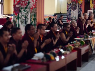 The cremation ceremony for His Eminence Mipham Namgyal Gyatso Tshojung Gyepe Dorje took place at the Karmapa International Buddhist Institute, Feb 2026. Photo: Tokpa Korlo.