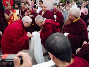 The cremation ceremony for His Eminence Mipham Namgyal Gyatso Tshojung Gyepe Dorje took place at the Karmapa International Buddhist Institute, Feb 2026. Photo: Tokpa Korlo.