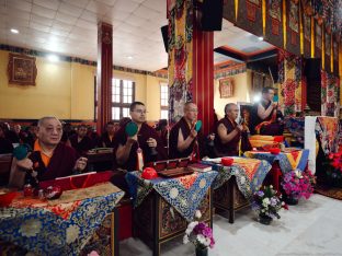The cremation ceremony for His Eminence Mipham Namgyal Gyatso Tshojung Gyepe Dorje took place at the Karmapa International Buddhist Institute, Feb 2026. Photo: Tokpa Korlo.