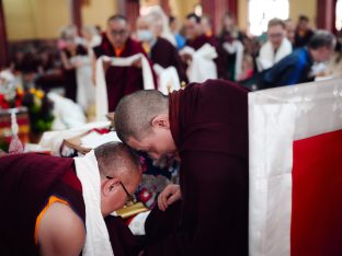 The cremation ceremony for His Eminence Mipham Namgyal Gyatso Tshojung Gyepe Dorje took place at the Karmapa International Buddhist Institute, Feb 2026. Photo: Tokpa Korlo.