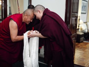 The cremation ceremony for His Eminence Mipham Namgyal Gyatso Tshojung Gyepe Dorje took place at the Karmapa International Buddhist Institute, Feb 2026. Photo: Tokpa Korlo.