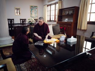 The cremation ceremony for His Eminence Mipham Namgyal Gyatso Tshojung Gyepe Dorje took place at the Karmapa International Buddhist Institute, Feb 2026. Photo: Tokpa Korlo.