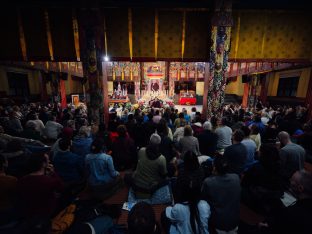 The cremation ceremony for His Eminence Mipham Namgyal Gyatso Tshojung Gyepe Dorje took place at the Karmapa International Buddhist Institute, Feb 2026. Photo: Tokpa Korlo.