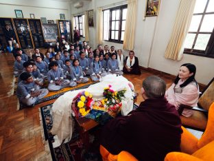 The cremation ceremony for His Eminence Mipham Namgyal Gyatso Tshojung Gyepe Dorje took place at the Karmapa International Buddhist Institute, Feb 2026. Photo: Tokpa Korlo.