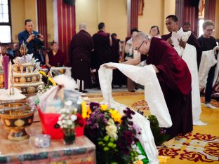 The cremation ceremony for His Eminence Mipham Namgyal Gyatso Tshojung Gyepe Dorje took place at the Karmapa International Buddhist Institute, Feb 2026. Photo: Tokpa Korlo.