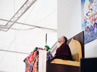 Thaye Dorje, His Holiness the 17th Gyalwa Karmapa, visits the Europe Centre to pay his respects to the late Lama Ole Nydahl.