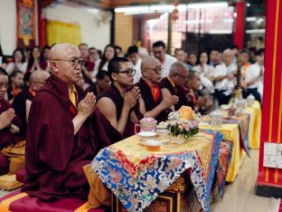 Thaye Dorje, His Holiness the 17th Gyalwa Karmapa, visits Karma Norbuling Buddhist Centre, Bukit Mertajam, Malaysia. Photo: Tokpa Korlo.