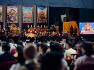 Thaye Dorje, His Holiness the 17th Gyalwa Karmapa, visits Karma Norbuling Buddhist Centre, Bukit Mertajam, Malaysia. Photo: Tokpa Korlo.