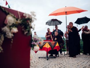 Thaye Dorje, His Holiness the 17th Gyalwa Karmapa, visits Karma Kunga Padkar Ling, Czech Republic, 2026. Photo: Tokpa Korlo.