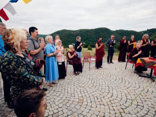 Thaye Dorje, His Holiness the 17th Gyalwa Karmapa, visits Karma Kunga Padkar Ling, Czech Republic, 2026. Photo: Tokpa Korlo.