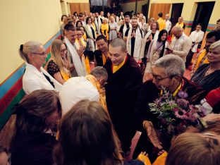 Thaye Dorje, His Holiness the 17th Gyalwa Karmapa, visits Karma Kunga Padkar Ling, Czech Republic, 2026. Photo: Tokpa Korlo.
