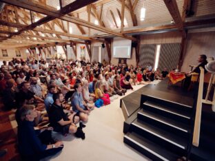 Thaye Dorje, His Holiness the 17th Gyalwa Karmapa, at the 2026 International Summer Course at the Europe Center, Germany. Photo: Tokpa Korlo.