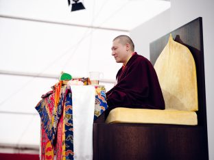 Thaye Dorje, His Holiness the 17th Gyalwa Karmapa, at the 2026 International Summer Course at the Europe Center, Germany. Photo: Tokpa Korlo.