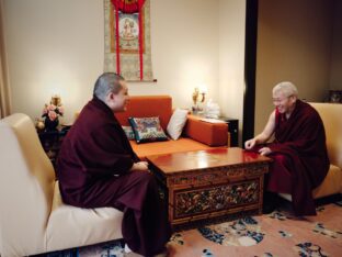 Thaye Dorje, His Holiness the 17th Gyalwa Karmapa, receives empowerments from His Eminence Luding Khen Rinpoche in Singapore, October 2026
