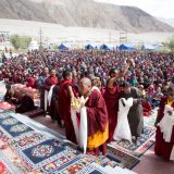 Thaye Dorje, His Holiness the 17th Gyalwa Karmapa, gives the Amithayus (Buddha of Long Life) empowerment at Shachukul Monastery. Photo / Magda Jungowska