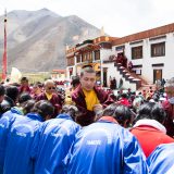 Thaye Dorje, His Holiness the 17th Gyalwa Karmapa, gives the Amithayus (Buddha of Long Life) empowerment at Shachukul Monastery. Photo / Magda Jungkowska