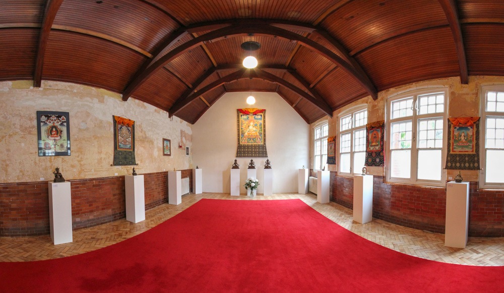 The meditation hall at the London Diamond Way Buddhist Center