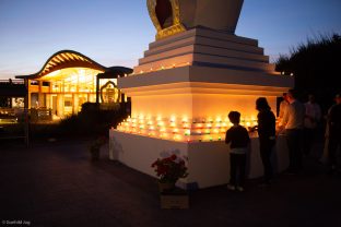 Students prepare for the arrival of Thaye Dorje, His Holiness the 17th Gyalwa Karmapa, at Dhagpo Kagyu Ling