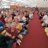 Traditional welcome ceremony for Thaye Dorje, His Holiness the 17th Gyalwa Karmapa, and Thugseyla at the Europe Center in Germany.