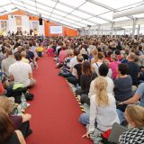 Traditional welcome ceremony for Thaye Dorje, His Holiness the 17th Gyalwa Karmapa, and Thugseyla at the Europe Center in Germany.