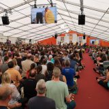 Traditional welcome ceremony for Thaye Dorje, His Holiness the 17th Gyalwa Karmapa, and Thugseyla at the Europe Center in Germany.