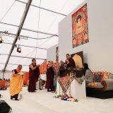 Traditional welcome ceremony for Thaye Dorje, His Holiness the 17th Gyalwa Karmapa, and Thugseyla at the Europe Center in Germany.