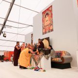 Traditional welcome ceremony for Thaye Dorje, His Holiness the 17th Gyalwa Karmapa, and Thugseyla at the Europe Center in Germany.